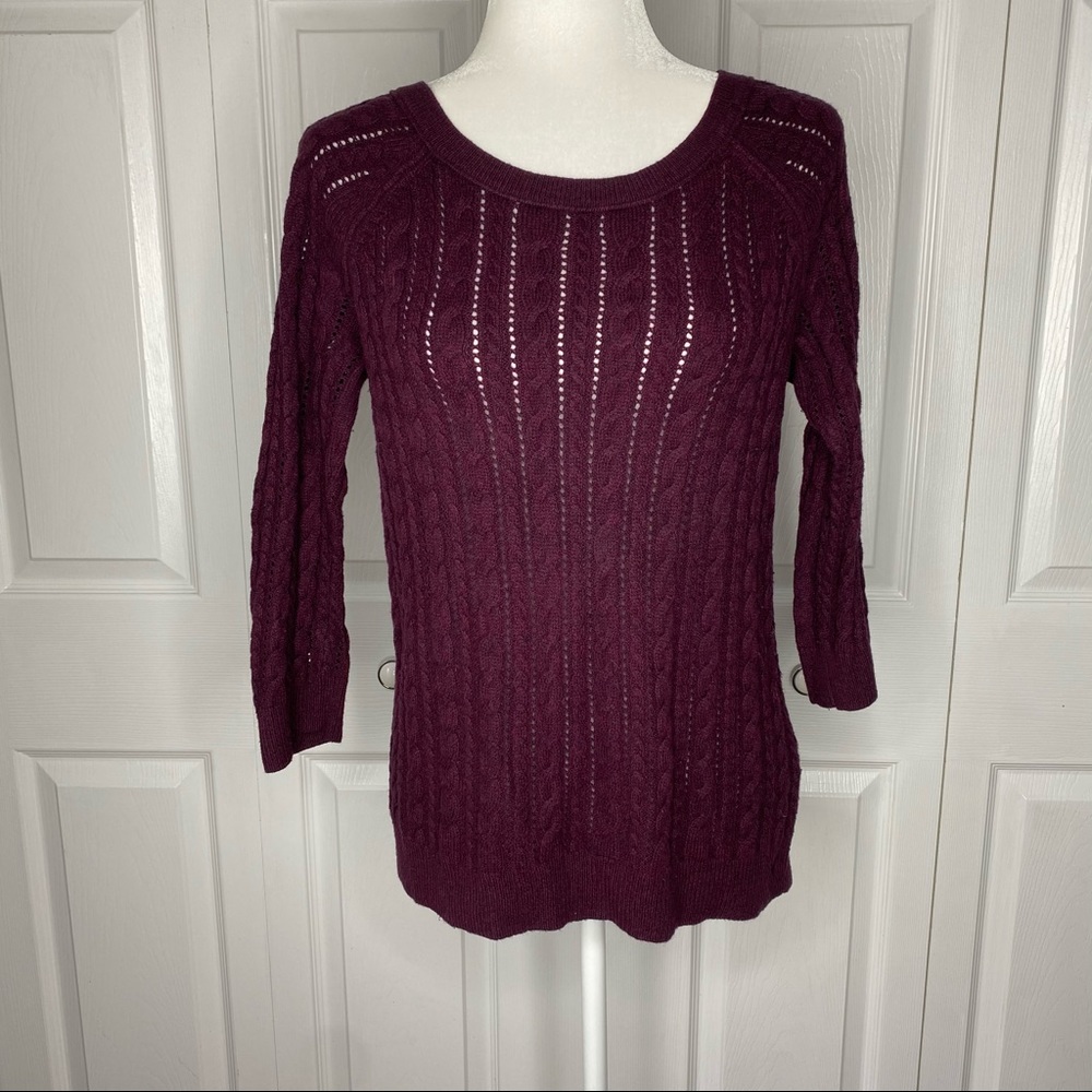 🔥SOLD🔥 American Eagle Deep Purple 3/4 Sleeve Sweater Size Medium